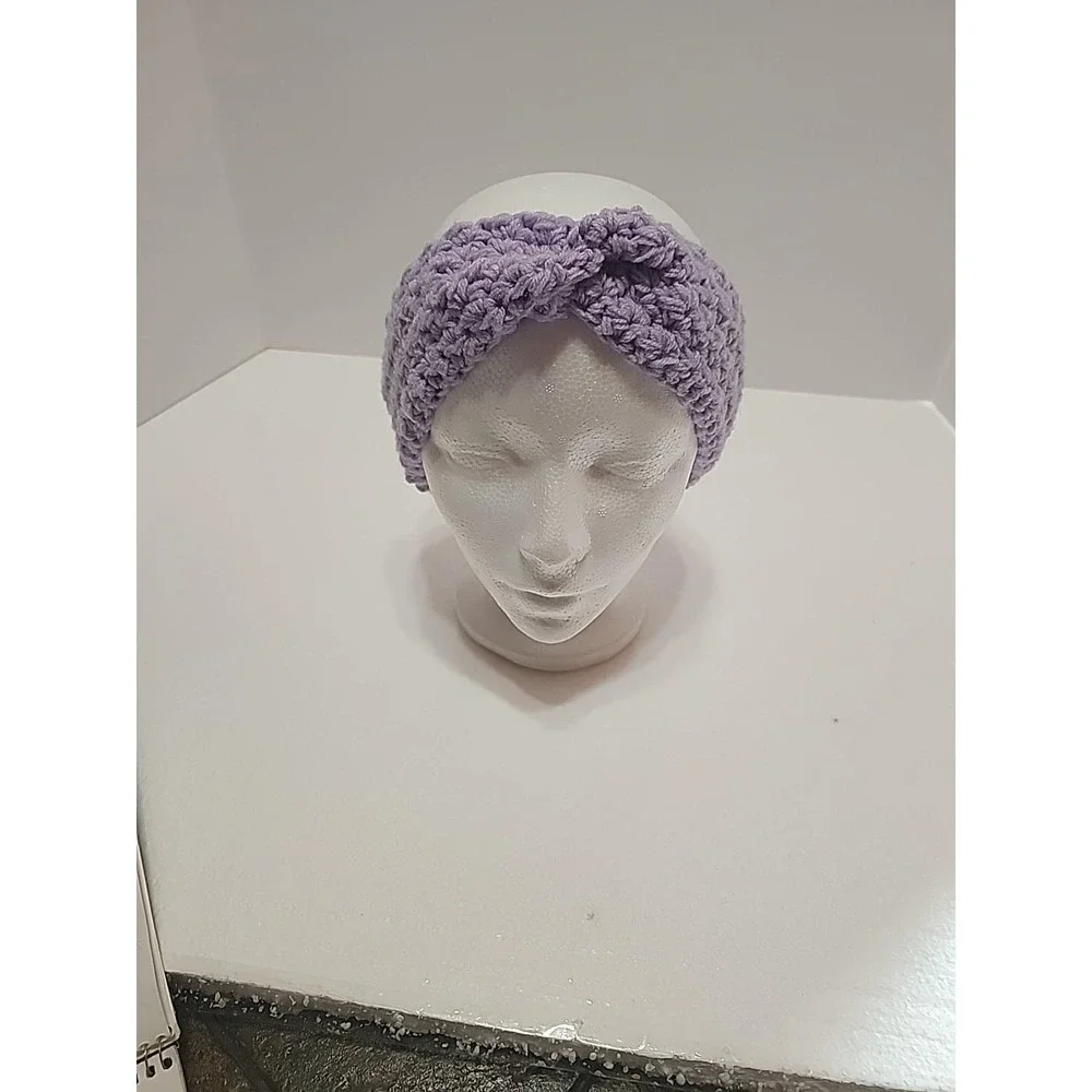 Homemade Purple Twist Headband Earmuffs Made In USA Adult Size